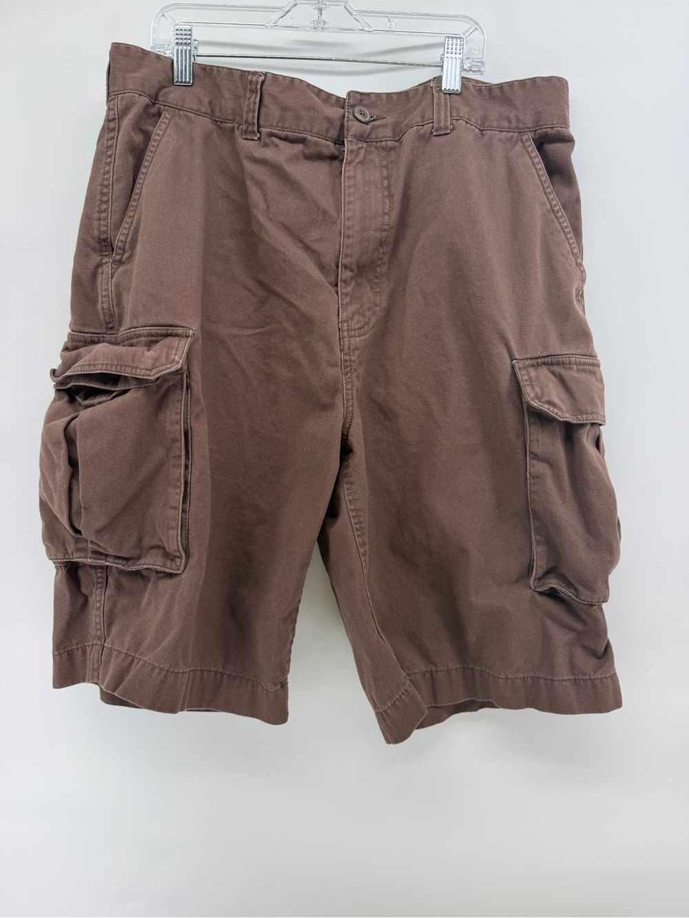 Caribbean Joe Mens Brown Cotton Twill Cargo Shorts Size 36 Island Supply Co - Picture 2 of 5